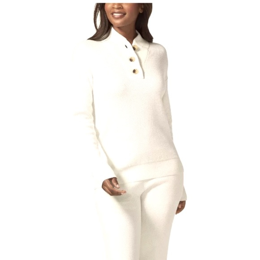 Tommy John Women's Sweater Lounge Henley NWT Color Coconut Milk XL